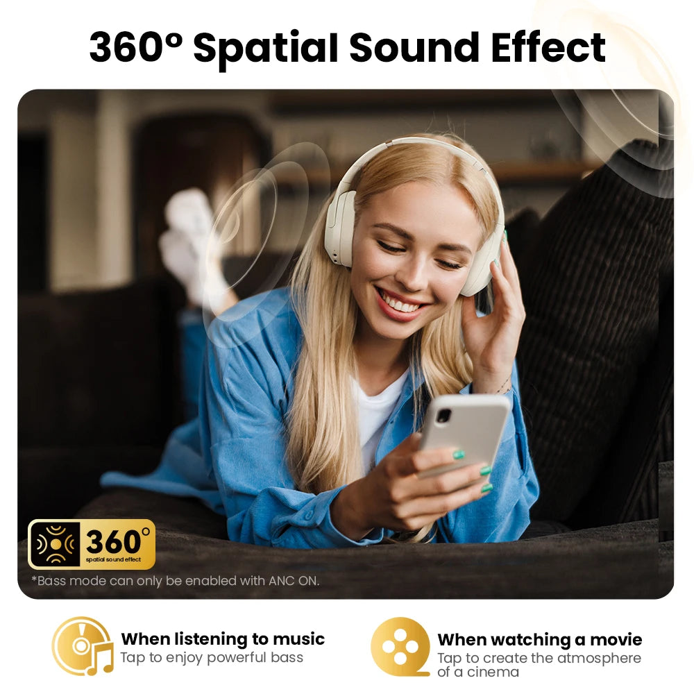 S30 Wireless Headphones – Bluetooth 5.4, 43dB Adaptive Noise Cancelling, 80H Playtime