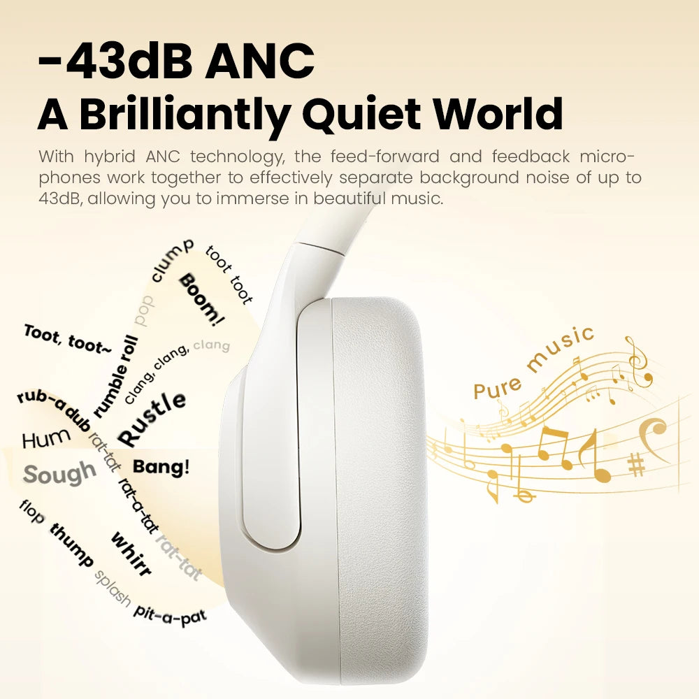 S30 Wireless Headphones – Bluetooth 5.4, 43dB Adaptive Noise Cancelling, 80H Playtime