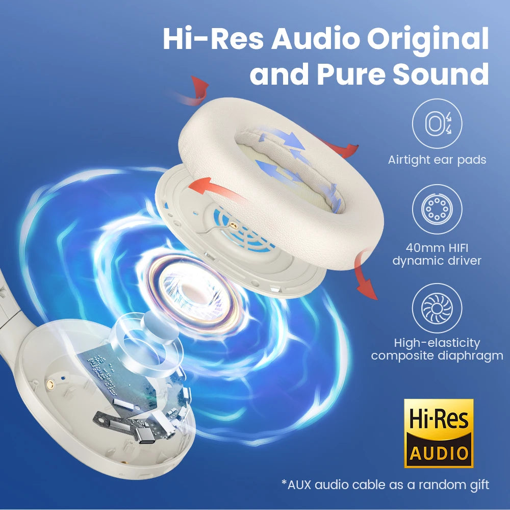 S35 ANC Headphones – Bluetooth 5.2, 42dB Noise Cancellation, 60H Playtime