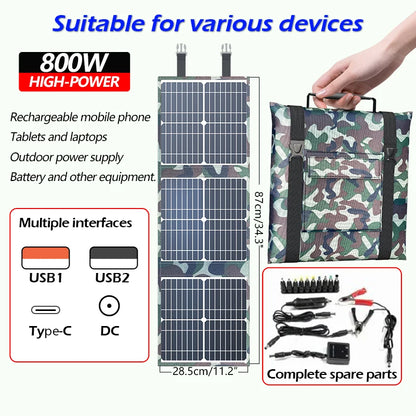 ☀️ Panel Solar Portátil 800W Plegable