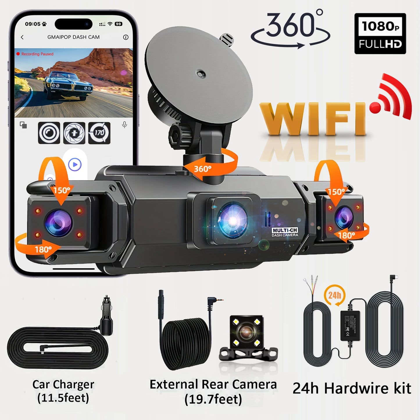 📷 Dashcam 4K WiFi Visión Nocturna