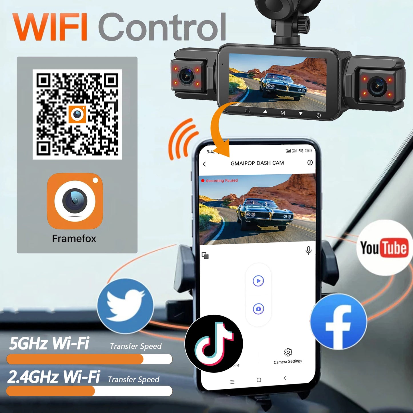 📷 Dashcam 4K WiFi Visión Nocturna