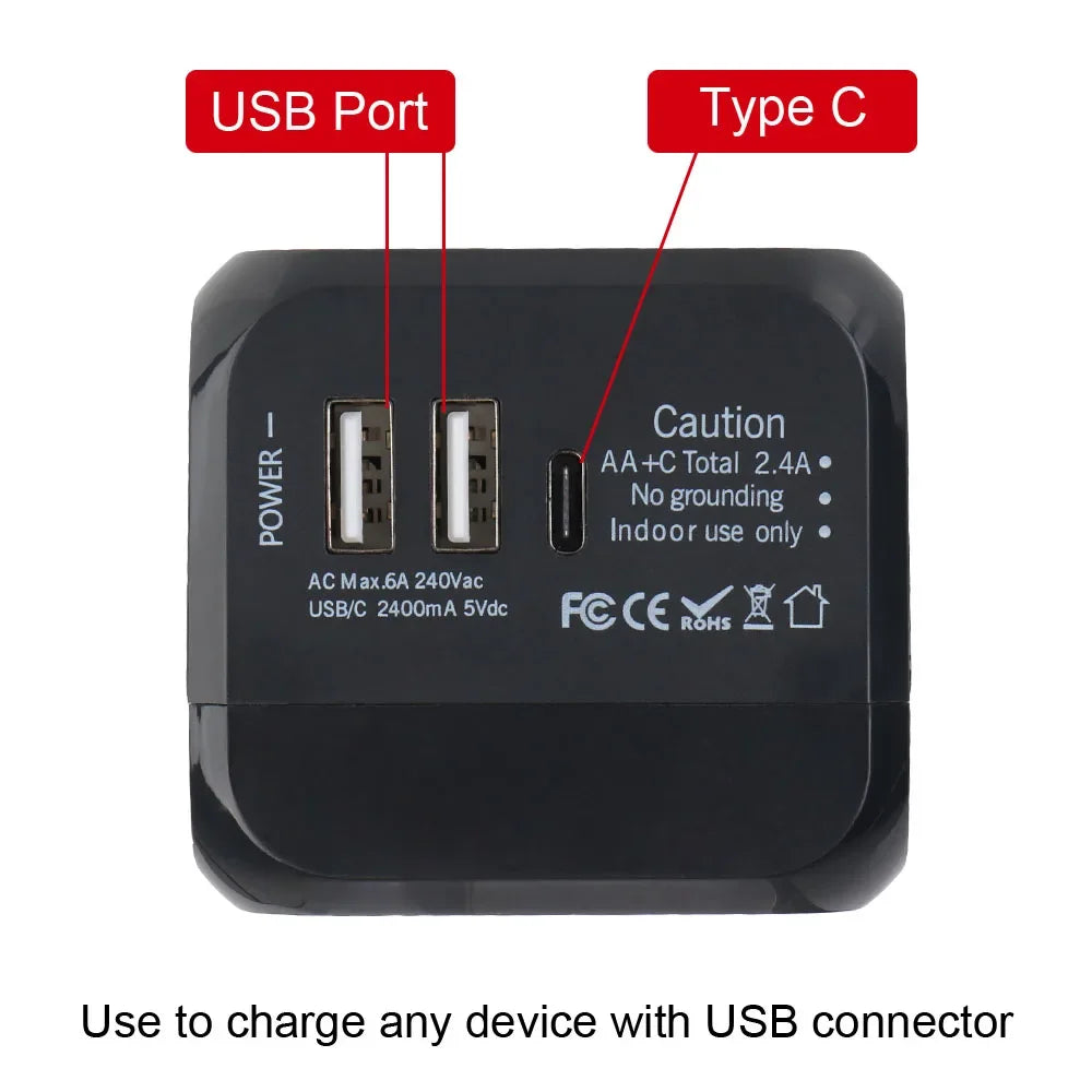 🌍 Adaptador Viaje Universal Todo-en-Uno.