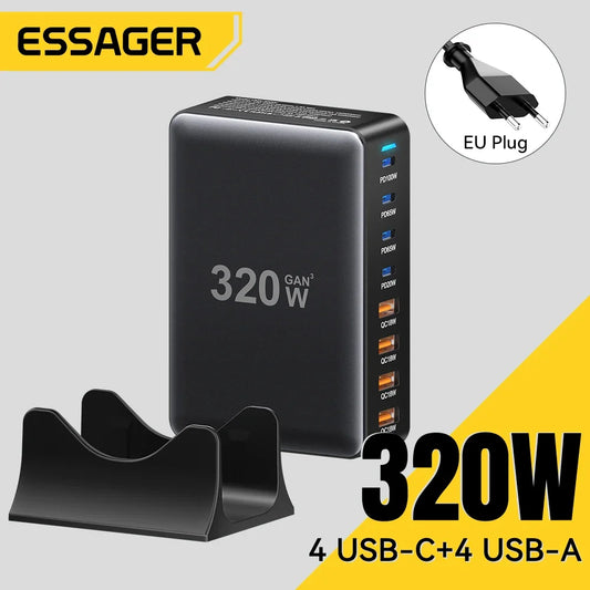 ⚡ Estación Carga GaN 320W 8Puerto